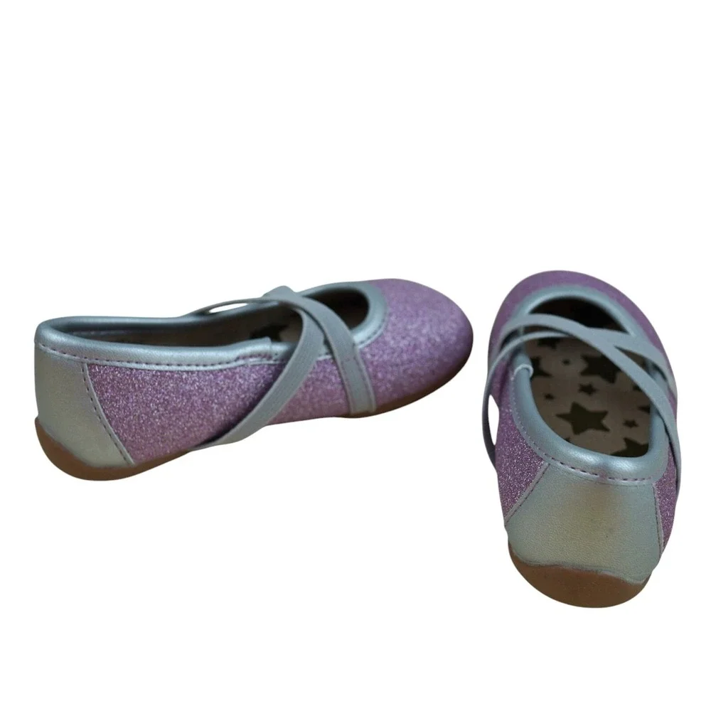 NWOB Livie & Luca Aurora Girls Pink Glitter‎ Ballet Flats Leather Shoes Infant 5